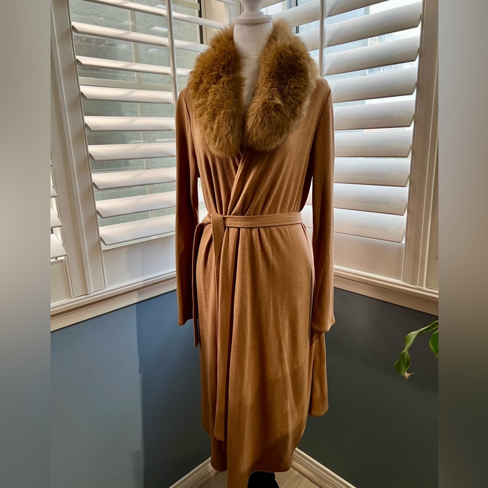 Alice and Olivia fur collar cascading belted cardigan. Perfect condition. NWT